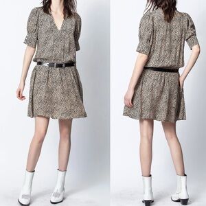 ZADIG‎ & VOLTAIRE Womens SMALL Russel Print Leo Dress Leopard Cheetah Mini Dress